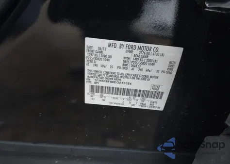 2014 Ford Explorer Limited from USA, damaged, VIN 1FM5K8F88EGA16324